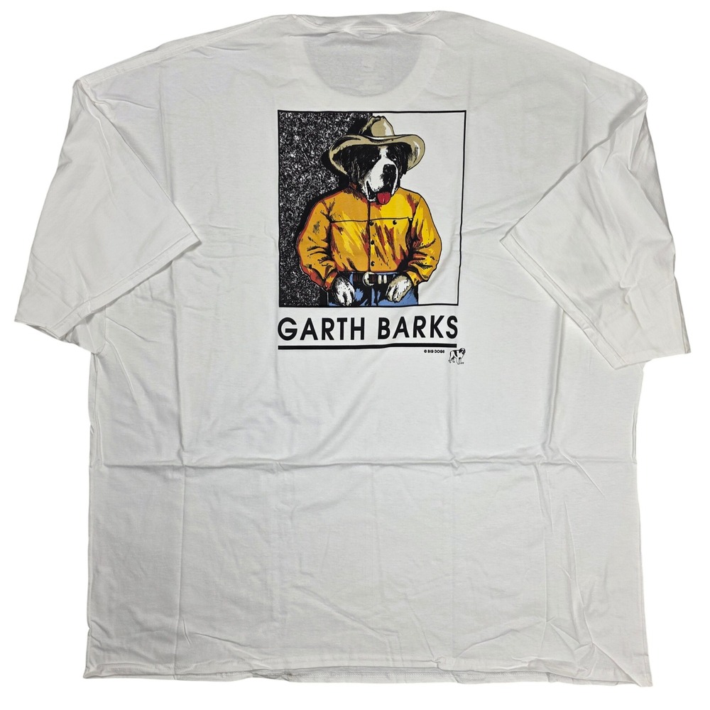 Big Dogs Garth Barks Parody Graphic T-Shirt Mens 5XL White Good Dad Shirt Funny